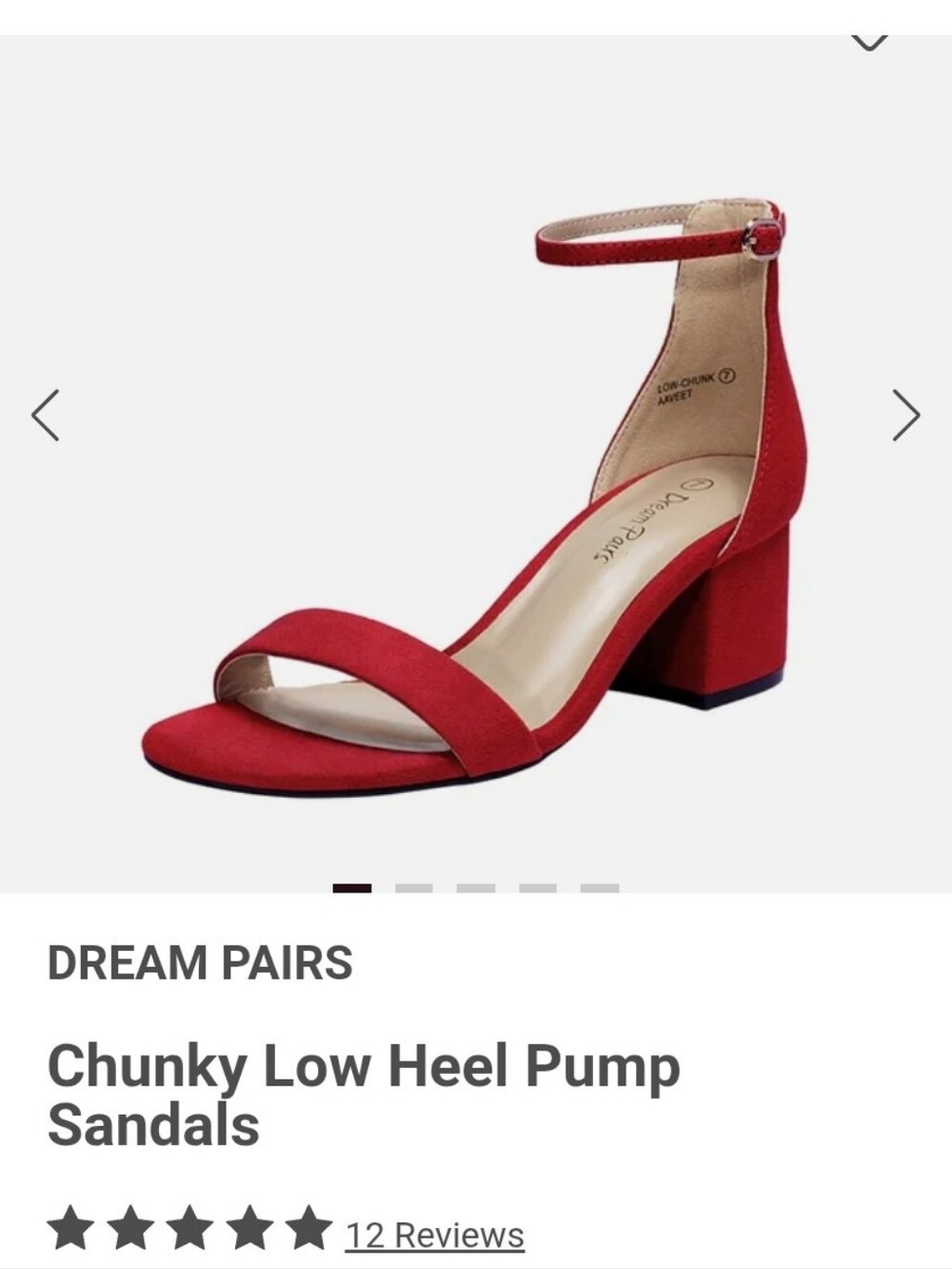 Dream Pairs Red Ankle Strap Chunky Block Heel Sandals